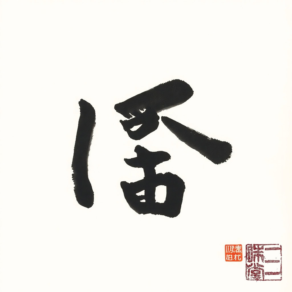Sumi-e Kanji 信 (Vertrauen)